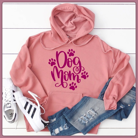 “Dog Mom” Mauve Hoodie Pullover - Picture 5 of 5
